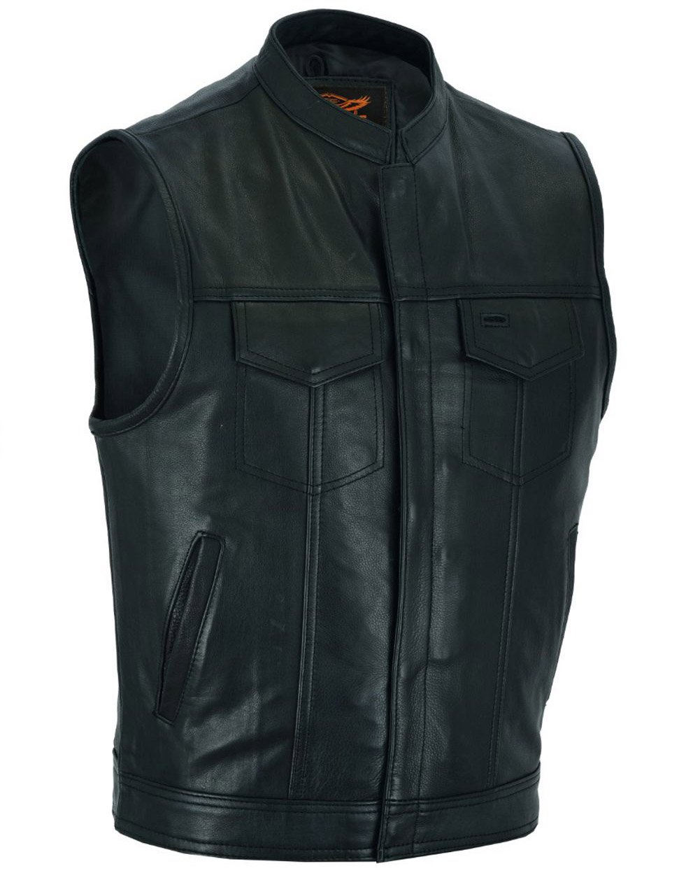 Leather Motorcycle Vest - Men's - Club Style - Up To 64 - MR-MV7320-ZIP-11-DL