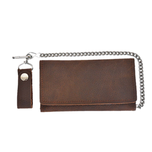 UNIK Brown Leather Biker Chain Wallet - SKU 5708-00-UN