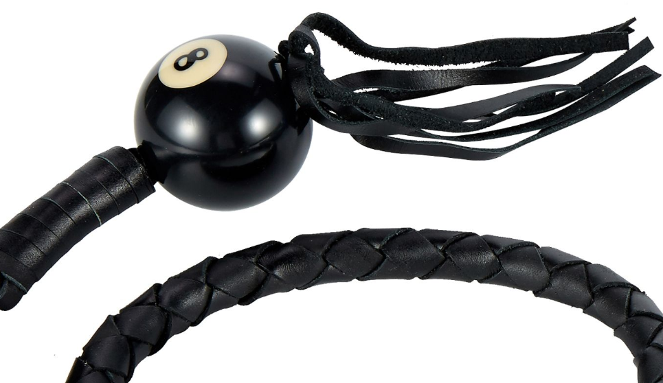 Get Back Whip - Black Leather - 42 Inches Long - With 8 Ball - GBW1-BB-DL