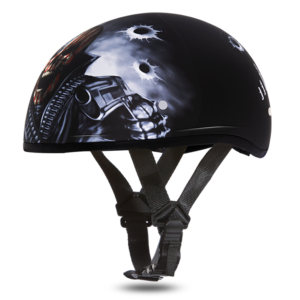 DOT Approved Motorcycle Helmet - Skull and Come Get 'Em - Shorty - D6-CG-DH