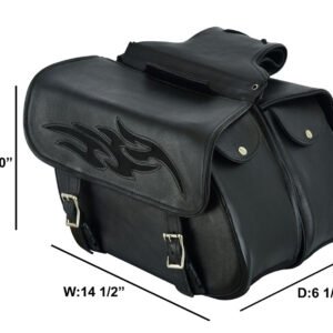 Saddlebags - Leather - Flame - Gun Holster - Motorcycle - SD-FLAME-LEATHER-DL