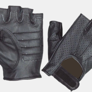 Women's Perforated Fingerless Leather Motorcycle Gloves - SKU 8102-00-UN