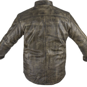 Leather Shirt - Men's - Distressed Brown - Concealed Carry Pockets - MJ777-12L-DL