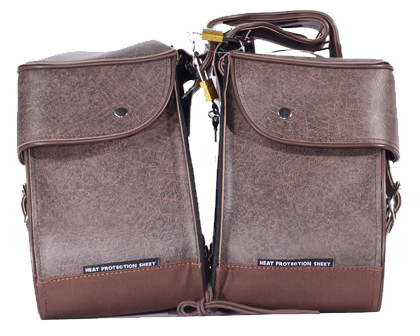 Saddlebags - Brown PVC - Zip Off - Lock - SD4082-BROWN-PV-DL