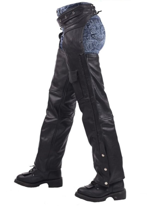 Leather Motorcycle Chaps - Braid Design - Men or Women - Naked - C326-11-DL