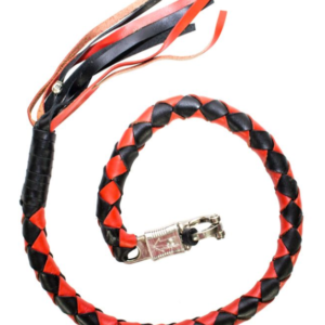3 Inches Around - Get Back Whip in Black and Red Orange Leather - 42 Inches - GBW9-11-T2-DL