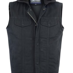 Denim Motorcycle Vest - Hoodie - Upgraded Gun Pockets - Up To 8XL - DM982-DS