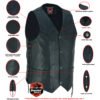 Leather Motorcycle Vest - Men's - Gun Pockets - Up To 8XL - DS122-DS