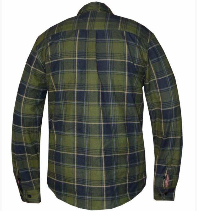 Flannel Motorcycle Shirt - Men's - Up To Size 5XL - Green Black Plaid - TW208-00-UN