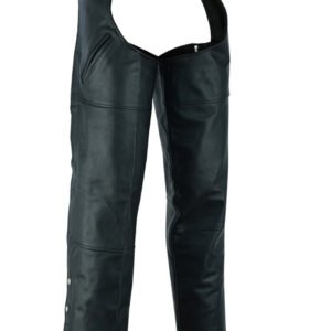 Men's Leather Chaps - Motorcycle - Unisex - Dual Deep Pocket - Up To 8XL - DS-410-DS