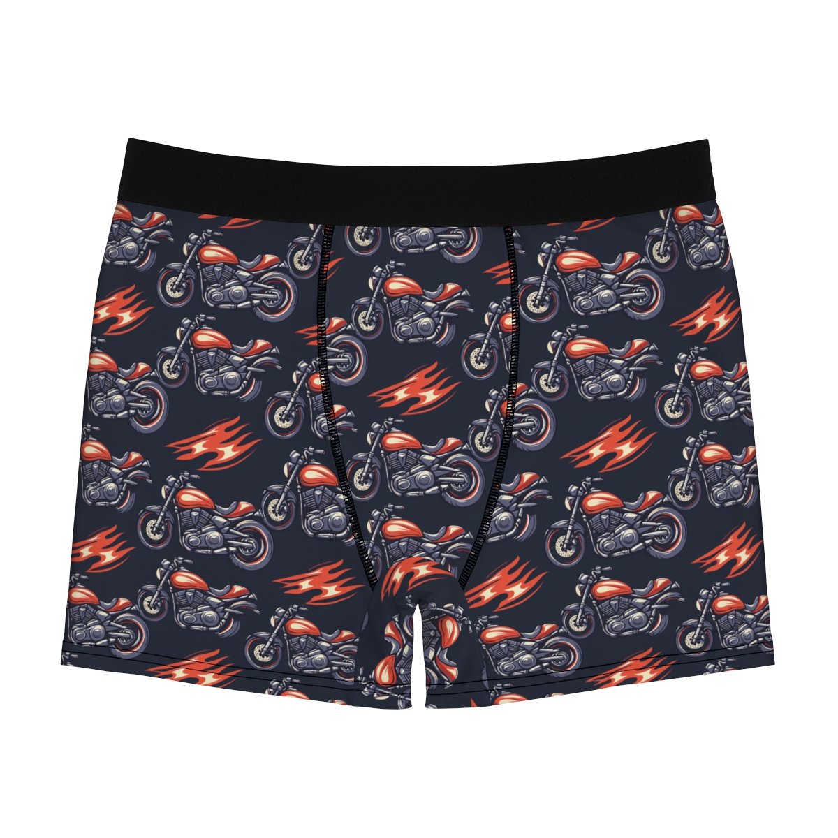 Motorcycle and Flames - Red White on Black - Men's Boxer Briefs (AOP) Motorcycle and Flames - Red White on Black - Men's Boxer Briefs (AOP)