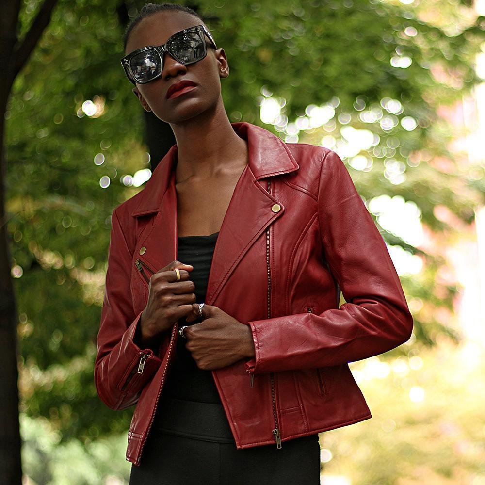 Betsy - Women's Leather Motorcycle Jacket - Choice of Colors - WBL1507