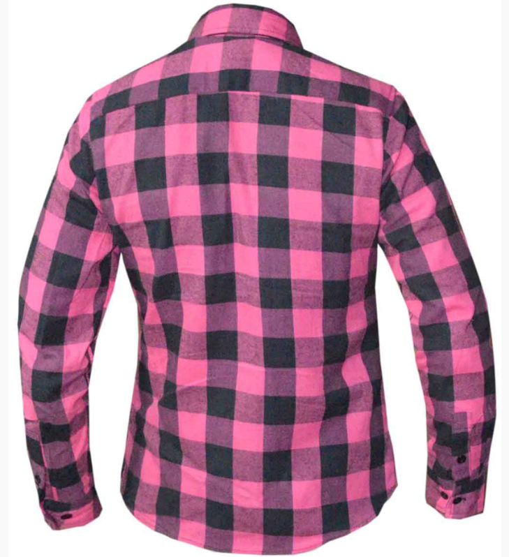 Flannel Motorcycle Shirt - Women's - Pink and Black - Up To Size 5XL - TW255-22-UN
