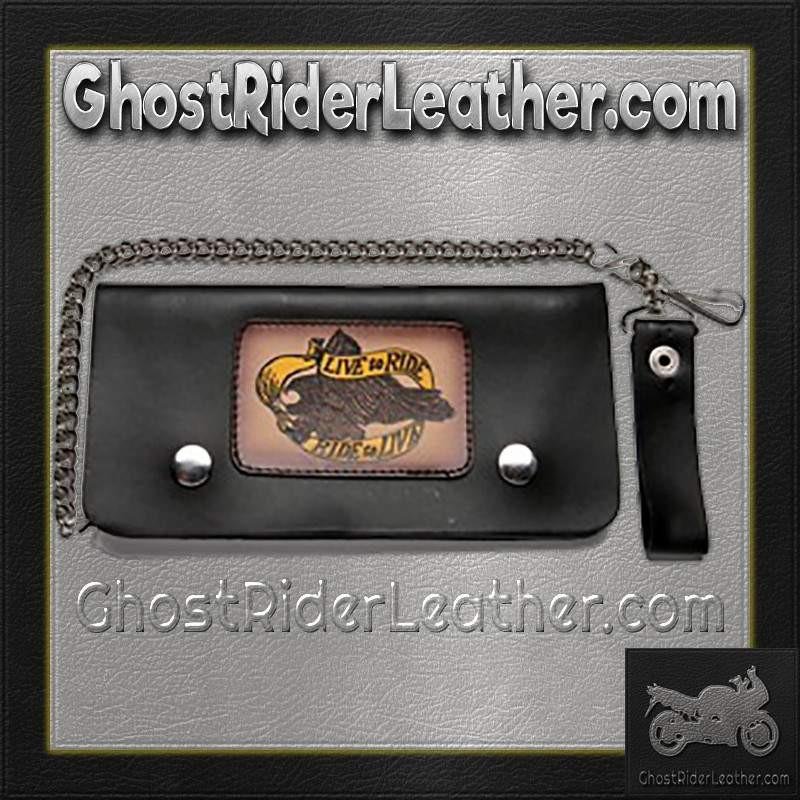 Live To Ride - Leather Motorcycle Chain Wallet - WALLET2-DL