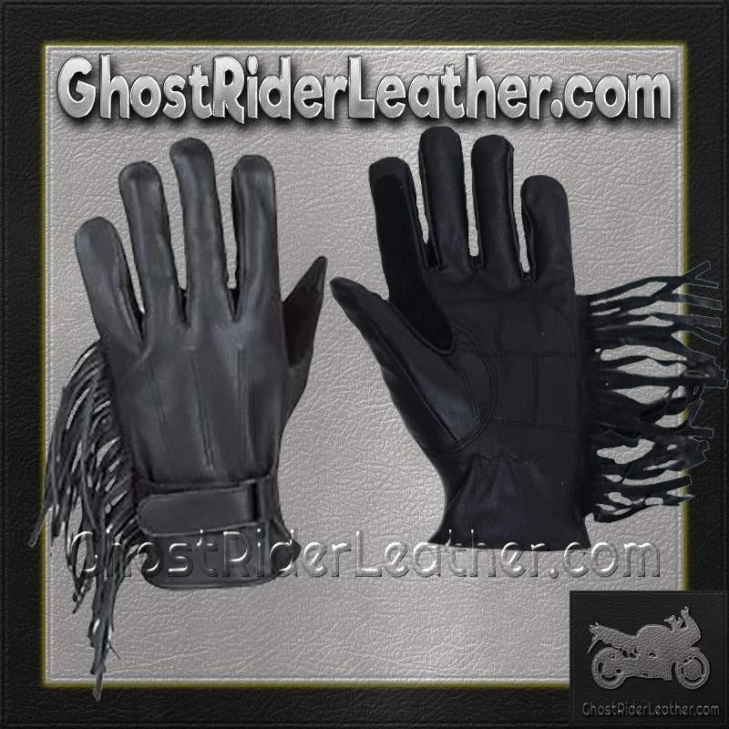 Leather Riding Gloves - Women's - Fringe Tassles - Motorcycle - GL2082-DL