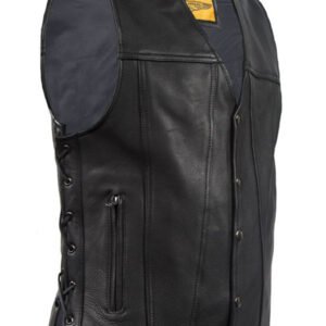 Leather Motorcycle Vest - Men's - Side Laces - MV8015-NK-DL