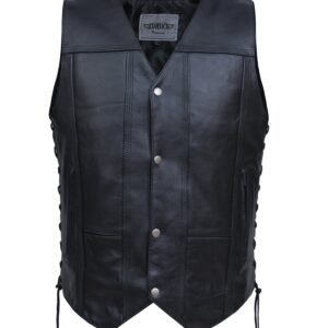 Leather Motorcycle Vest - Men's - Up To 11XL - 10 Pocket Vest - 2632-00-UN