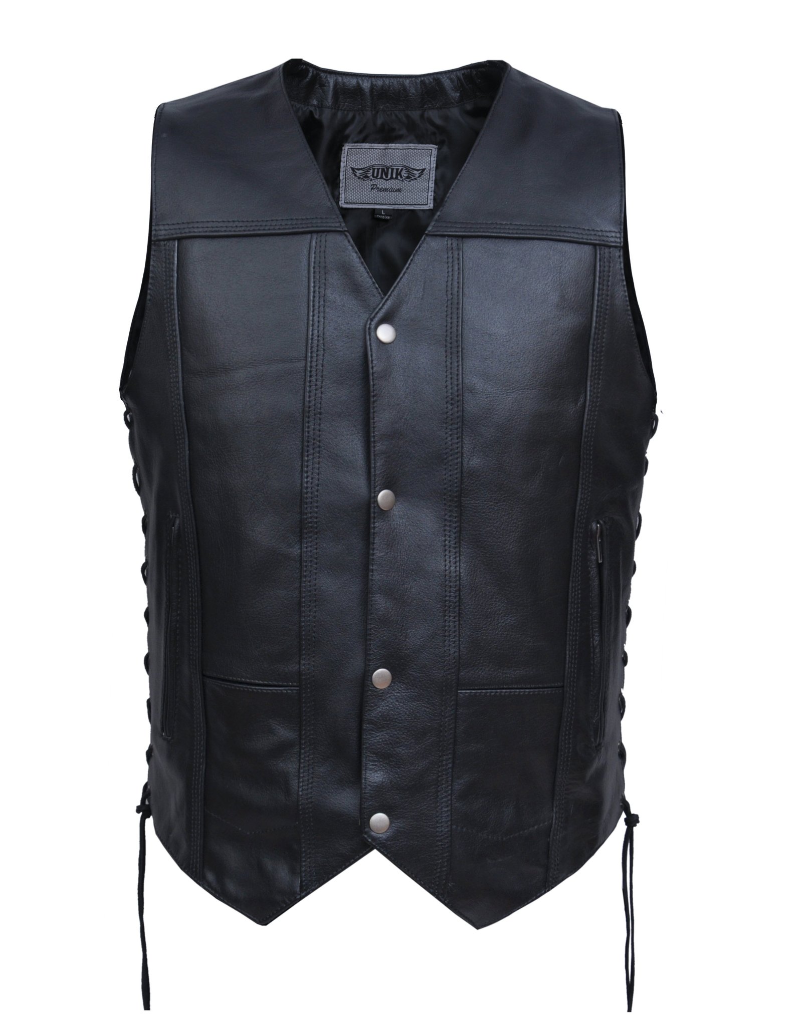 Leather Motorcycle Vest - Men's - Up To 11XL - 10 Pocket Vest - 2632-00-UN