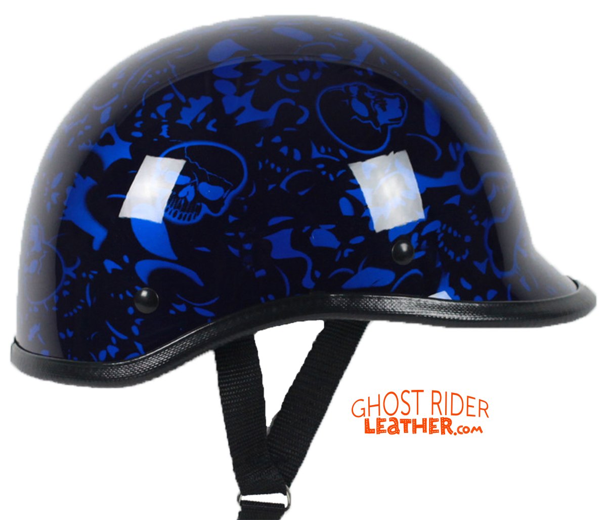 Novelty Motorcycle Helmet - Skull Boneyard Colors - Jockey Polo - BY-POLO-NOV-HI