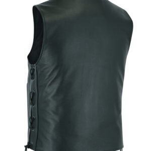 Leather Motorcycle Vest - Men's - Gun Pockets - Side Laces - Up To 9XL - DS105-DS