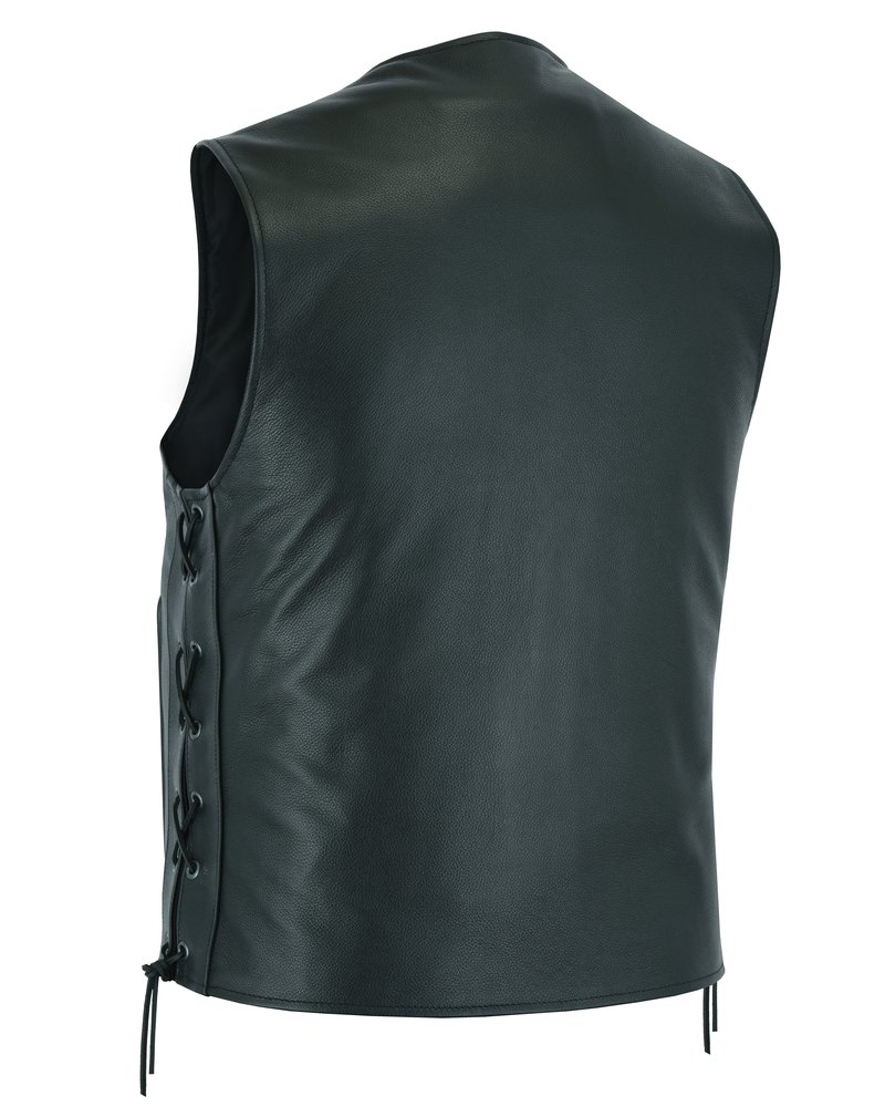 Leather Motorcycle Vest - Men's - Gun Pockets - Side Laces - Up To 9XL - DS105-DS