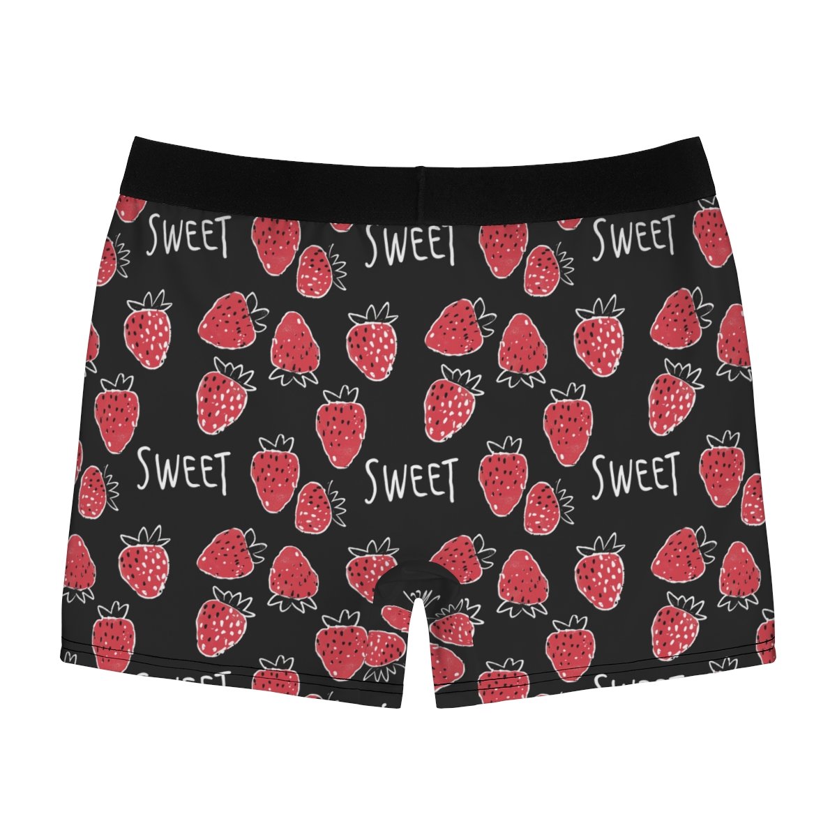 Doodle Strawberries - Sweet Red White on Black - Men's Boxer Briefs (AOP)