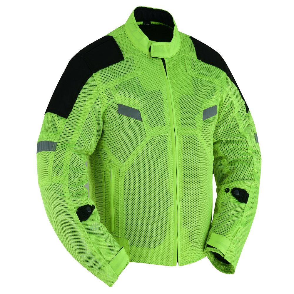 Mesh Motorcycle Jacket - Men's - High Visibility Green - Up To 5XL - DS765-DS Mesh Motorcycle Jacket - Men's - High Visibility Green - Up To 5XL - DS765-DS
