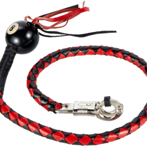 Get Back Whip - Black and Red Leather - With 8 Ball - 42 Inches - SKU GBW6-BALL8-DL