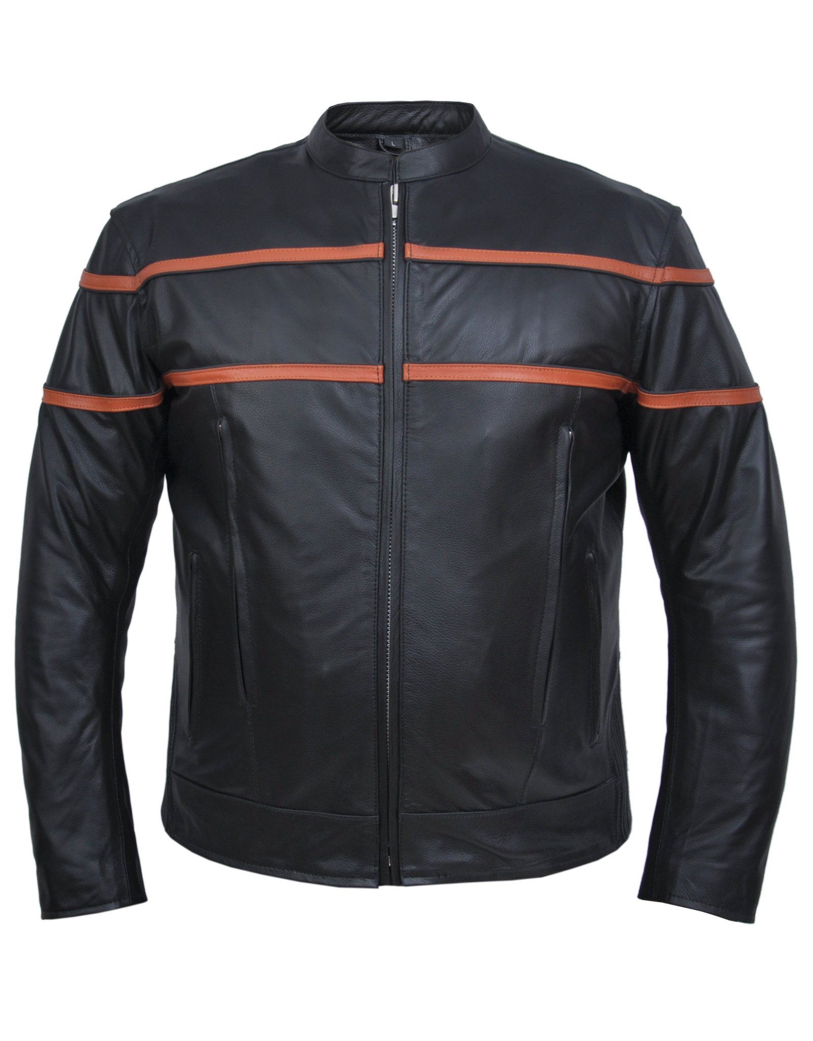 Leather Motorcycle Jacket - Men's - Lightweight - Orange - 6049-16-UN