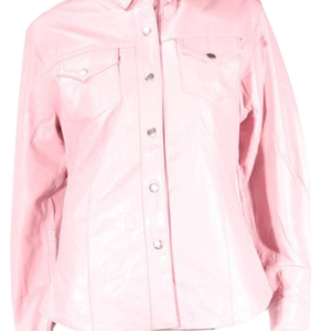 Leather Shirt - Women's - Pink - Snap Closure - LJ276-PINK-09-DL