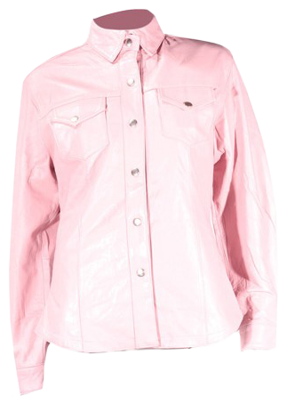 Leather Shirt - Women's - Pink - Snap Closure - LJ276-PINK-09-DL