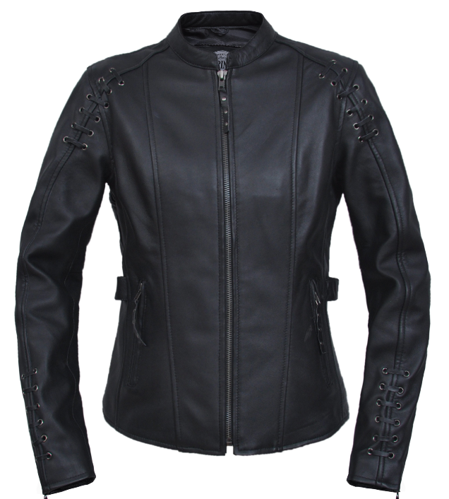 Leather Motorcycle Jacket - Women's - Lacing Design - Lambskin - 6829-00-UN