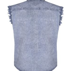 Denim Work Shirt - Men's - Sky Blue - Sleeveless - Flap Pockets - MSLW-SKY-BLUE-DL