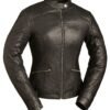Black Diamonds - Women's Leather Motorcycle Jacket - FIL166CSLZ-FM