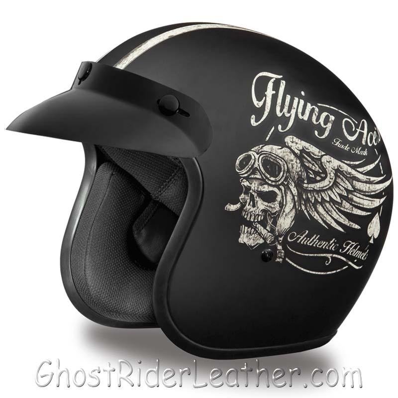 DOT Motorcycle Helmet - Flying Aces - Open Face - Cruiser - DC6-FAC-DH