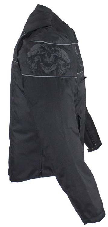 Textile Motorcycle Jacket - Reflective Skulls - Up To 64 - Concealed Carry Pockets - MJ825-CC-DL