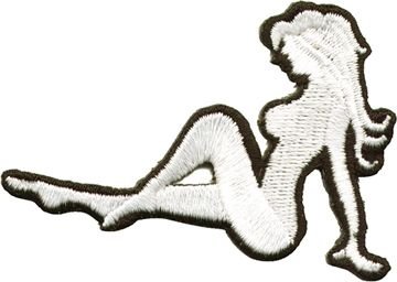 Vest Patches - Two Sexy Mudflap Girl Patches in Red and White - PAT-D525-D524-DL