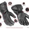 Leather Motorcycle Gloves - Men's - High Performance Deer Skin - Gauntlet - Biker - DS28-DS