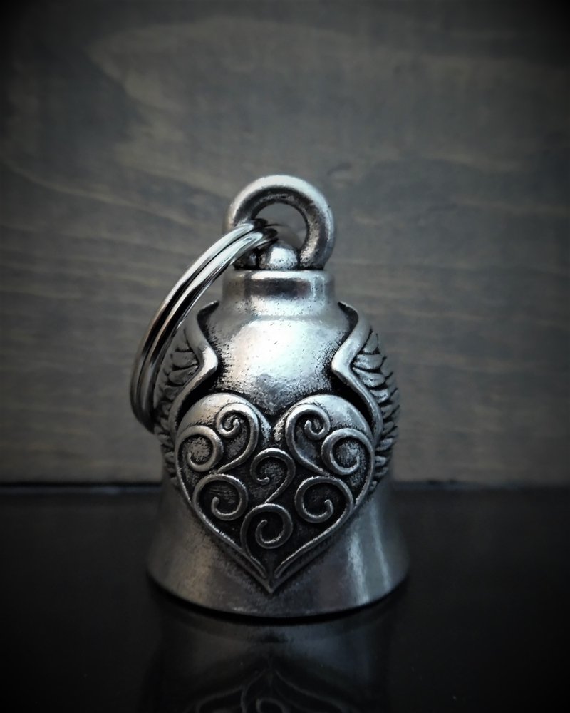 Heart Wing - Pewter - Motorcycle Spirit Bell - Made In USA - SKU BB85-DS