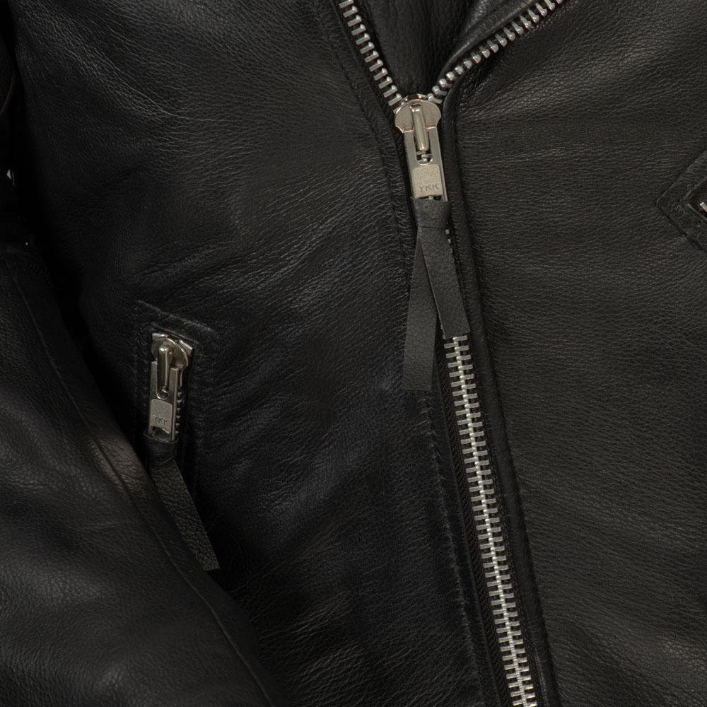 Men's Black Leather Motorcycle Jacket - Armor Pockets - Fillmore - FIM208CDLZ-FM