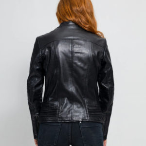 Leather Motorcycle Jacket - Women's - Violet Or Black - WBL1395-FM