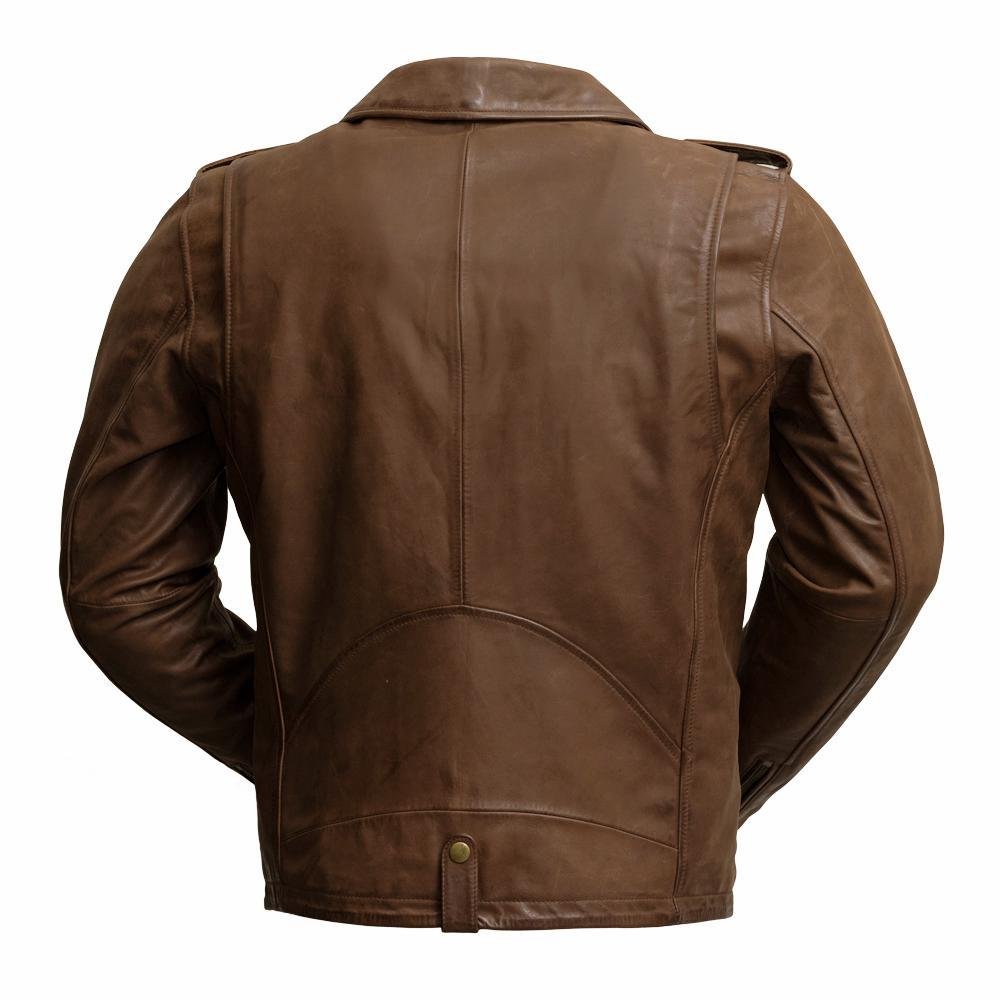 Men's Leather Motorcycle Jacket - Red Ford - Sid - WBM2803-FM