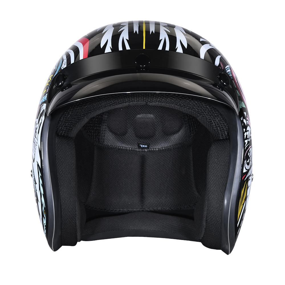 DOT Motorcycle Helmet - Tribal Design - Open Face - Cruiser - DC6-T-DH