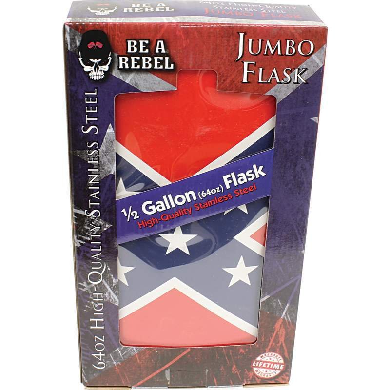 Be A Rebel 64oz Stainless Steel Flask with Rebel Flag Wrap - SKU KTFLASK64RBL-BN