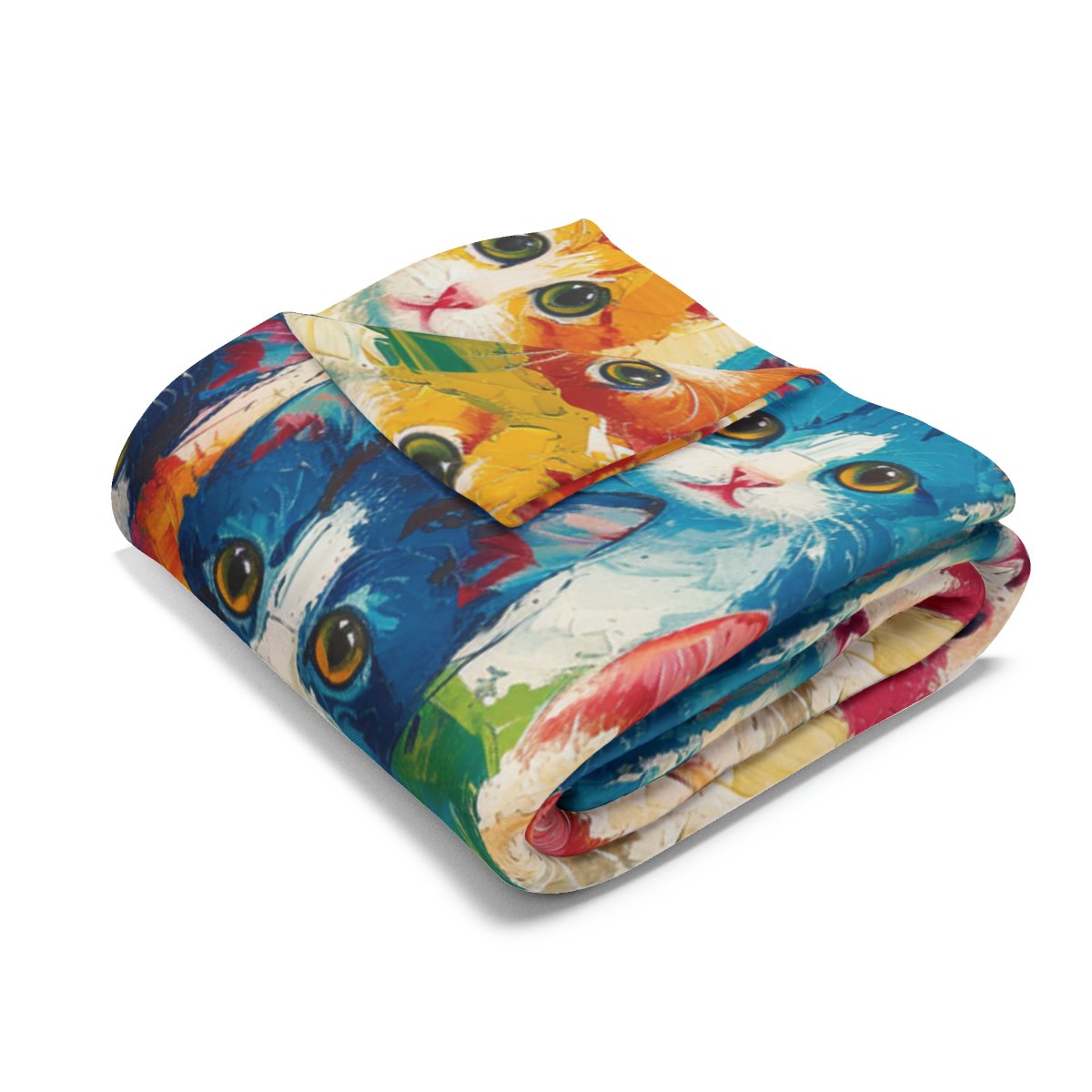 Oil Painting Kittens - 3 Different Sizes - Multi Colors - Arctic Fleece Blanket