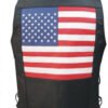 Leather Motorcycle Vest - Men's - American Flag - Side Laces - AL2218-AL