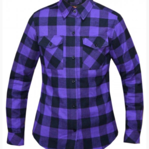 Flannel Motorcycle Shirt - Women's - Purple and Black - Armor - Up To Size 5XL - TW286-17-UN