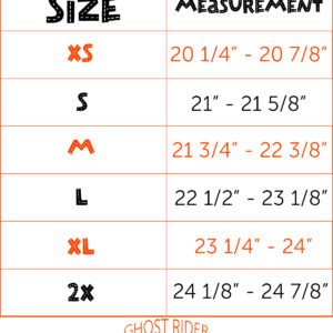 DOT Motorcycle Helmet - Two Helmets - Shorty - Christian Cross - 1VPC-HH-HI Size Chart