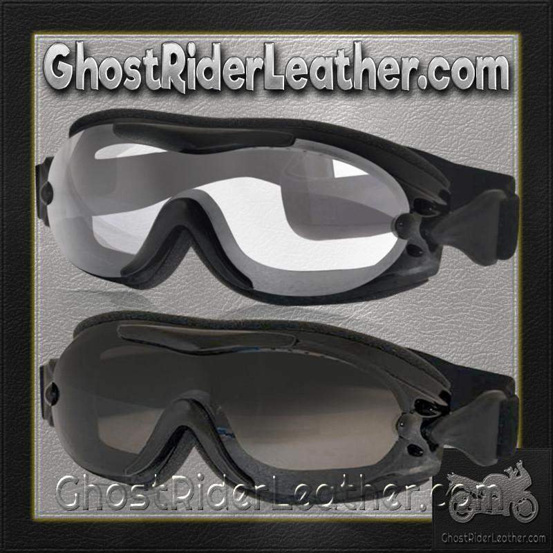 Goggles - Fit Over Eyeglasses - Clear or Smoke - Motorcycle Eyewear - G-FOG-C-S-DH