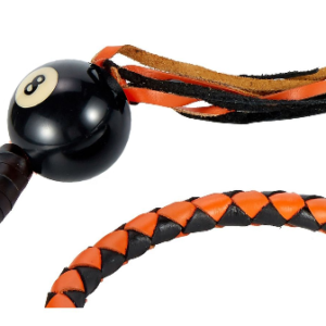 Get Back Whip - Black and Orange Leather - With 8 Ball - 42 Inches - GBW9-BALL8-DL